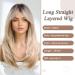 Allbell Ombre Blonde Wigs with Bangs | Long Synthetic Layers for Women | Highlighted Blonde Hair 259-1 - Buy Online on GoSupps.com