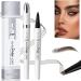 Eyebrow Pencil with 4 Fork Tip Long-Lasting Eyebrow Smudge-Resistant Pencil Waterproof Brow Pen 3D Microblading Brow Tint Pens for Makeup Beginners Stays (Dark Brown)