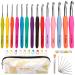 BCMRUN Crochet Hooks Set,14 PCS 2mm(B)-10mm(N) Ergonomic Soft Grip Handles Yarn Knitting Needles Kit with Case for Arthritic Hands, Extra Long Knit Needles, Best Gift for Women 2mm(B)-10mm(P)