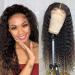 Water Wave Wig Lace Front Wigs Human Hair T-Part Wig For Black Women Brazilian Virgin Human Hair Wigs 4x1 Water Wave Pre Plucked with Baby Hair Deep Curly 150% Density(T-Part Wig, 16 inch) 16 Inch (Pack of 1) T-Part Wig