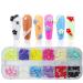 3D Nail Art Gem Kit - Acrylic Butterfly White Flowers Bear Star AB Crystals Cute Nail Charms 3Box Jewelry & Crafting Accessories with Tweezer