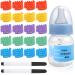 NASHARIA Bottle Labels Daycare Reusable: 20PCS Baby Bottle Labels 5CM Silicone Baby Bottle Labels for Daycare with 2 Marker Pens for Name Bands Baby Bottle Labels for Daycare Waterproof (5 Colors)