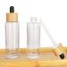 COSIDEA 6 PCS empty 60ml / 2 oz clear glass bottles with wood bamboo dropper lids for serum and essential oil DIY cosmetics oils containers travel perfume droppers bottle container 60ml With Dropper