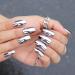 MISUD Medium Coffin Press on Nails - Glossy Silver Chrome Metallic False Nails (01-O) - Buy Online on GoSupps.com