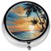 Buy Tropical Sunset Round Pill Box | 3 Compartment Portable Travel Organizer for Vitamins & Meds - Mini Decorative Pill Case - Buy Online on GoSupps.com