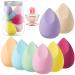 AUAUY 8 Pcs Makeup Sponge Blender Set Beauty Sponge Makeup Sponges for Foundation Multi-color Makeup Sponge Set With 1 holder 1 Storage Tank for Liquid Cream and Powder (Drop Cut Style) 8pcs Drop Cut Style