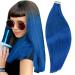 RUNATURE Blue Tape in Hair Extensions Human Hair Tape in Extensions Blue Colorful Tape in Human Hair Extensions Blue 12 Inch 20g 12 Inch Tape #Blue