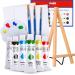 J MARK Paint Set   Mini Canvas Acrylic Painting Kit with Wood Easel  Canvases  Paint  Brushes & More