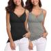Joweechy Nursing Tank Top V Neckline Breastfeeding Tops Comfy Pregnancy Maternity Clothes S Black/Light Grey(2pcs)