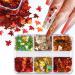 6 Grids 3D Maple Leaf Glitter Nail Sequins - Autumn Nail Art Stickers & Decals | Holographic Leaf Charms for Acrylic Nails | Fall Glitter Designs in Gold Yellow & Red - Buy Online on GoSupps.com