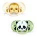 RaZbaby Keep-it-Kleen Baby Pacifier 2 Pack 0-36M (Infant-3 yrs) Closes Automatically When Dropped Silicone Orthodontic Nipple Stays Clean Built-in Shield/Case Easy to Clean Panda/Sloth
