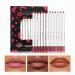 Xinhuju 12 Pcs Natural Matte Lip Liner Makeup Pencil Set Matte Lipstick Matte Lipstick 12 Colors Nude Waterproof Lip Gloss for Girls Women