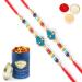 Ghasitaram Gifts Rakhi for Brother Rakhis Online - Set of 2-2K-276 Fancy Thread Rakhis with 100 GMS of Dryfruits Mix Can 2 Rakhi with 100 gms of Dryfruits Mix Can