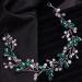 Handmade Teyglen Green Rhinestone Pearls Crystal Long Headband for Bridal, Wedding Hair Accessories - Silver Crystal Headband for Women and Girls - Buy Online on GoSupps.com