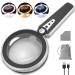 6X 10X Magnifying Glass with Light-12 LED Handheld Illuminated Lighted Magnifying Glasses, 3 Cool and Warm Light Modes & Adjustable Brightness, Magnifier for Close Work, Seniors Reading,Powered by USB Black & Silver