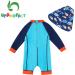 UPF 50+ Baby Boy Swimwear Set with Sun Hat | Blue Fish Design | 6-9 Months - Buy Online on GoSupps.com