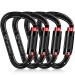 Auto Locking Carabiner Heavy Duty Carabiner 25kN UIAA Certified Climbing Carabiner Climbing Equipment Safety Carabiner for Rappelling, Hammocks, Rescue, Dog Leash, Swing Black-4PCS