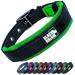 Black Rhino - The Comfort collar super soft neoprene posted dog collar for all dog breeds - highly contaminable adjustable reflective weatherproof (large green/black) green/black