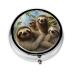 Pill Organizer Sloth Family Round Pill Box 3 Compartment Fashion Medicine Pill Case Portable Travel Pill Case Metal PillBoxs for Pocket Purse Office Travel One Size Sloth Family