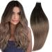 Runature invisible tape extensions real hair brown blond balayage 45cm 20 pieces 50g tape in extensions real hair dark brown ombre medium brown with ashblond smooth real hair extensions tape #2/6/18 45.72 cm #2/6/18