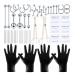 58PCS Body Piercing Kit Surgical Steel 14G 16G BCR CBR Labret Lip Rings Cartilage Daith Earrings Belly Button Rings Nose Septum Piercing Jewelry Needles Gloves Clamps Tools Silver