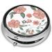 Hawaiian Flower Print Mini Round Pill Box - 3 Compartment Travel Organizer for Medicine & Pills - Portable Case for Home & Office Use - Buy Online on GoSupps.com
