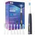 Seago electric toothbrush 8 brush heads and 2 type heads pressure sensor memory and replacement reminder 5 modes and seamless button sound toothbrush SG2753 (blue)
