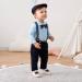 ZOEREA Baby Boy Gentleman Outfit Set | Romper Jumpsuit with Bow Tie + Suspender Pants | 12-18 Months | Blue - Buy Online on GoSupps.com