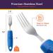 Special Supplies Adaptive Utensils (5-Piece Kitchen Set) Wide  Non-Weighted  Non-Slip Handles for Hand Tremors  Arthritis  Parkinsons or Elderly Use - Stainless Steel Knives  Fork  Spoons - Blue - Buy Online on GoSupps.com