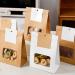 Set Of 50 Paper Bags With Clear Window Convenient Packaging Bag For Snacks Practical Food Package Bag Baking Supplies White - Buy Online on GoSupps.com