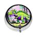 Green Dinosaurround Pill Box 3 Compartment Round Pill Box Organizer Portable Travel Pill Box for Traveling.