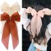 2 Pcs Big Hair Bow Hair Bows For Women Bow Hair Clip Elegant French Barrette Bows For Hair With Long Polka Dot Bow Hair Barrettes Accessories Bow Hair Clips For Women Girls(Orange red+Cream)