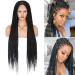 Fecihor 36" Full double Lace Front Box Braided Wigs Knotless Cornrow Braids Lace Frontal Wig Synthetic Black Hand Braided Wigs With Baby Hair for Black Women