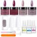 Lofuanna Dip Powder Nail Kit Starter-4 Colors Purple Set Dipping Powder with Base&Top Coat&Activator No UV/LED Needed All-in-One DIY French Nail Art Manicure Set for Beginners