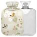 NAANLE hot water bottle with lid flowers and birds Transparent hot water bottle heat bottle for back pain relief handfoot warmer neck hot and cold therapy 1l