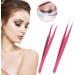 Sibba Eyelash Tweezers Set - 2 Stainless Steel Precision Tools with Straight & Curved Tips for Eyelash Extensions - Pink - Buy Online on GoSupps.com