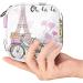Stylish Menstruation Bag with Zipper - Women's Napkin & Tampon Collection Bag Featuring Paris Eiffel Tower & Bicycle Design - Buy Online on GoSupps.com