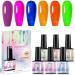 Neon Gel Nail Polish Set - 6 Colors Jelly Gel Nail Polish Set - Translucent Pink Blue Orange Green Gel Nail Polish - Crystal Gel Nail Varnish Set Soak-Off UV Led Home Nail Art