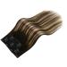 Moresoo Real Hair Extensions - Clip-In Remy Hair Double Tresse Balayage Black to Dark Brown with Dark Ash Blonde #1B/4/14 5pcs 80g 30cm - Buy Online on GoSupps.com