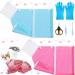 7 Pieces Cat Bathing Bag Set Include 2 Adjustable Multifunctional Cat Bath Bag Cat Grooming Glove Pet Nail Clipper Nail File Pet Liquid Feeder for Cat's Shower, Nail Trimming (Bright Colors)