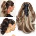 Tess ponytail hair part ponytail extensions hair extension clip in synthetic hair for braid hair part hair extensions wavy 12 "(30cm) -110g light brown/medium blonde
