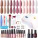 Gellen Gel Nail Polish Kit with U V LED Light 72W Nail Dryer 12 Gel Nail Colors No Wipe Top Base Coat Nail Art Decorations Manicure Tools All-In-One Manicure Kit Classic Nudes Nude Pink