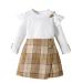 Miipat Baby Girl Clothes Set Fall Winter Long Sleeves Toddler Girls Outfits Pullover Tops with Mini Skirts Sets Girls Dress 2-3 Years WhiteKhaki