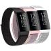 Adjustable Nylon Bands Compatible with Fitbit Charge 4 Bands/Charge 3 / Charge 3 SE, Soft Breathable Sport Replacement Wristbands for Women Men (Black Sand/Pink Sand/Seashell) 001, Black Sand/Pink Sand/Seashell