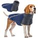 Slowton winter dog coat warm polar trap lining dogs outdoor jacket with turtleneck scarf reflecting stripes adjustable waterproof windproof outfits for small medium -sized dogs m+ navy blue