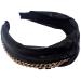 Topkids Accessories Leather Chain Knot Alice Bands Adult Women Hair Accessories for Women Hair Bands for Women Thick Headband Womens Headbands Head Bands Adult Women Wide Headbands (Black)