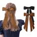 Lilbitty 2 Pieces Silky Satin Hair Bows Hair Clip Hair Band Black Coffee Color Ponytail Holder Metal Clips Hair Bow for Women