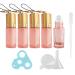 Tianzd 5 pieces empty 5ml pink glass roller bottles with gold screw cap roll-on glass bottles with glass roller for essential oils Essential Oil with funnel pipettes