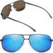 Joopin Polarised Sunglasses Al-Mg Metal Frame Double Bridge Aviation Sunglasses | UV Protection for Men & Women - A06 Gun Frame Blue Mirrored Lens - Buy Online on GoSupps.com