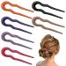 6Pcs U Shaped Hair Fork French Hair Pin Plastic Matte U Shaped Hairpins U Pins for Valentine's Day Christmas Gift Women